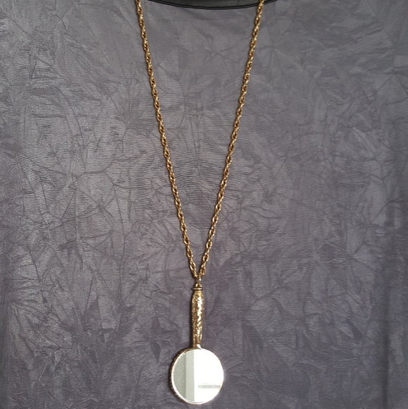 Art Deco Gold Plated Chain with Secret Mirror Pend - Picture 5 of 7
